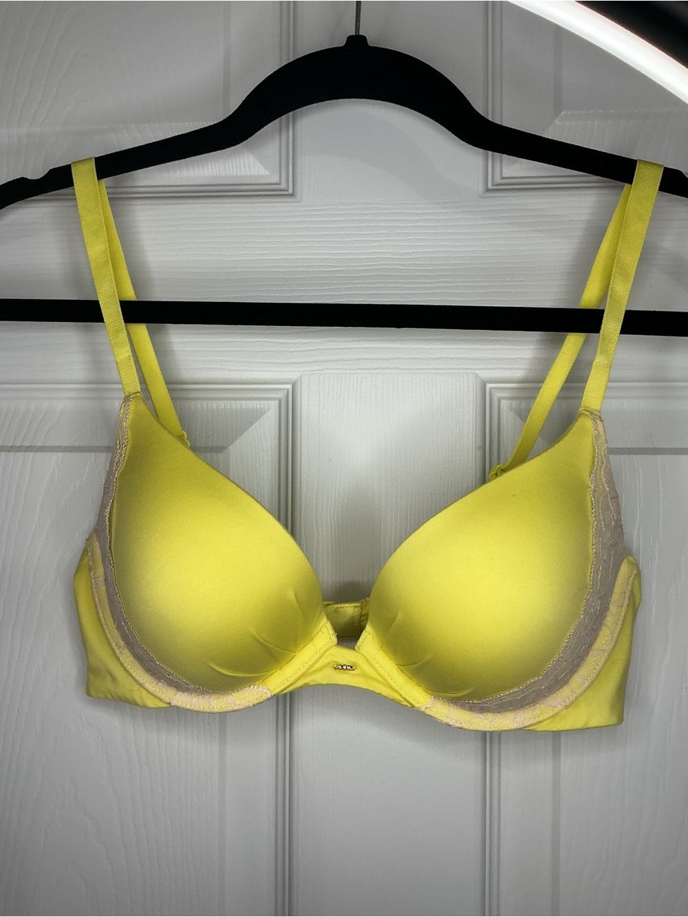 Fabulous by Victoria's Secret Yellow Push-Up Bra with Lace Accents